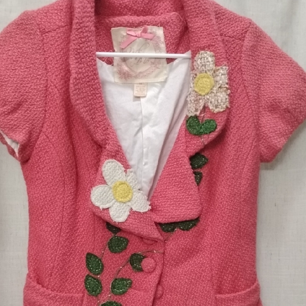 Nick & Mo Size Medium Embroidered Button-up Suit Jacket Women Y2K Vintage